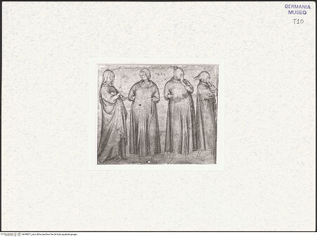 Vorderseite von Kupferstichkabinett [https://www.deutsche-digitale-bibliothek.de/content/lizenzen/rv-ez/] Eine Nonne und drei Mönche, von denen zwei ihr Gesicht verbergen - , bh490871_recto. Foto: Anders, Jörg P..