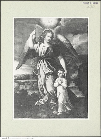 Vorderseite von Sopr. BAS ROMA [https://www.deutsche-digitale-bibliothek.de/content/lizenzen/rv-ez/] Schutzengel oder Tobias und der Engel? - , bh491535_recto. Foto.