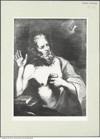 Vorderseite von Sopr. BAS ROMA [https://www.deutsche-digitale-bibliothek.de/content/lizenzen/rv-ez/] Der heilige Hieronymus hört die Trompeten des Jüngsten Gerichts - , bh491537_recto. Foto.