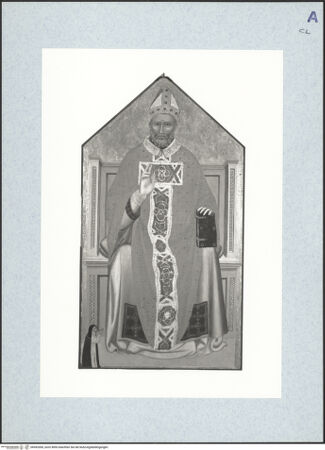 Vorderseite von Art Institute [https://www.deutsche-digitale-bibliothek.de/content/lizenzen/rv-ez/] Thronender heiliger Bischof - , bh492006_recto. Foto.