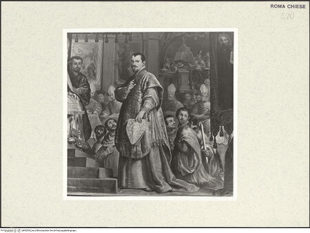 Vorderseite von Sopr. BAS Roma [https://www.deutsche-digitale-bibliothek.de/content/lizenzen/rv-ez/] Kanonisation der Heiligen Ignatius und Franz Xaver - Detail, bh492354_recto. Foto.