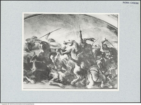 Vorderseite von Sopr. BAS ROMA [https://www.deutsche-digitale-bibliothek.de/content/lizenzen/rv-ez/] Sieg Josuahs über die Amalekiten - Detail, Mittelzone vor der Restaurierung, bh492544_recto. Foto.