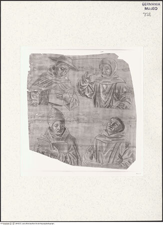 Vorderseite von Museum [https://www.deutsche-digitale-bibliothek.de/content/lizenzen/rv-ez/] Zwei lesende Kirchenväter und zwei schreibende Mönche - , bh492721_recto. Foto: Anders, Jörg P..