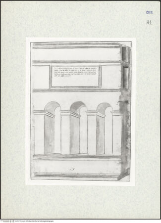 Vorderseite von Courtauld Institute [https://www.deutsche-digitale-bibliothek.de/content/lizenzen/rv-ez/] Houfe AlbumFolio 13: Aufriss mit Schnitt durch ein Aquädukt - , bh493118_recto. Foto.