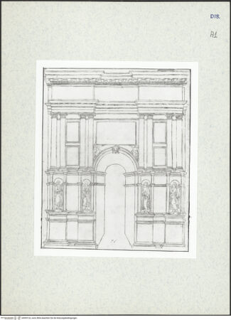 Vorderseite von Courtauld Institute [https://www.deutsche-digitale-bibliothek.de/content/lizenzen/rv-ez/] Houfe AlbumFolio 16: Triumphbogen mit hohem Nischensockel und gekuppelten Säulen - , bh493122_recto. Foto.