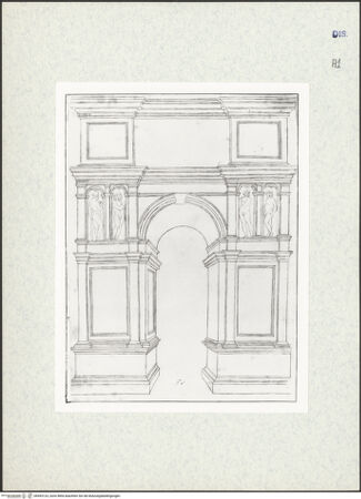 Vorderseite von Courtauld Institute [https://www.deutsche-digitale-bibliothek.de/content/lizenzen/rv-ez/] Houfe AlbumFolio 17: Triumphbogen mit Pilasterordnung und Figurennischen - , bh493123_recto. Foto.