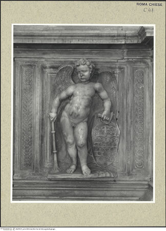 Vorderseite von Lieberman [https://www.deutsche-digitale-bibliothek.de/content/lizenzen/rv-ez/] Grabmal für Kardinal Giovanni Michiel und Bischof Antonio Orso - Sockel: Putto links, bh493327_recto. Foto.