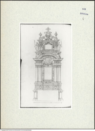 Vorderseite von Courtauld Institute [https://www.deutsche-digitale-bibliothek.de/content/lizenzen/rv-ez/] Varii Disegni d'Architettura...Seite 76: Entwurf für einen Ädikulaaltar ionischer Ordnung mit attikaartigem Aufsatz - , bh493439_recto. Foto.