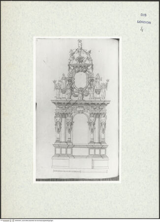 Vorderseite von Courtauld Institute [https://www.deutsche-digitale-bibliothek.de/content/lizenzen/rv-ez/] Varii Disegni d'Architettura...Seite 78: Entwurf für einen zweigeschossigen Ädikulaaltar korinthischer Ordnung - , bh493441_recto. Foto.