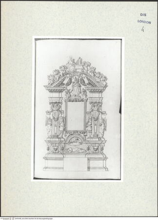 Vorderseite von Courtauld Institute [https://www.deutsche-digitale-bibliothek.de/content/lizenzen/rv-ez/] Varii Disegni d'Architettura...Seite 75: Entwurf für einen Ädikulaaltar mit Heiligengrab - , bh493448_recto. Foto.