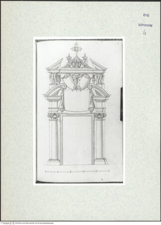 Vorderseite von Courtauld Institute [https://www.deutsche-digitale-bibliothek.de/content/lizenzen/rv-ez/] Varii Disegni d'Architettura...Seite 61: Entwurf für eine Portalrahmung mit Auszug für eine Grabkapelle - , bh493454_recto. Foto.