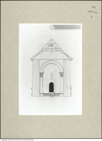 Vorderseite von Courtauld Institute [https://www.deutsche-digitale-bibliothek.de/content/lizenzen/rv-ez/] Varii Disegni d'Architettura...Seite 40: Querschnitt durch eine Saalkirche mit Blick auf den Altarraum - , bh493464_recto. Foto.