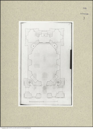 Vorderseite von Courtauld Institute [https://www.deutsche-digitale-bibliothek.de/content/lizenzen/rv-ez/] Varii Disegni d'Architettura...Seite 43: Grundriss einer Saalkirche mit integrierter Vorhalle - , bh493470_recto. Foto.