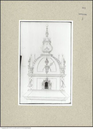 Vorderseite von Courtauld Institute [https://www.deutsche-digitale-bibliothek.de/content/lizenzen/rv-ez/] Varii Disegni d'Architettura...Seite 50: Aufriss eines Kirchturms - , bh493474_recto. Foto.
