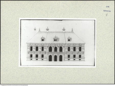 Vorderseite von Courtauld Institute [https://www.deutsche-digitale-bibliothek.de/content/lizenzen/rv-ez/] Varii Disegni d'Architettura...Seite 98: Fassadenaufriss eines Palazzo mit Mittelrisalit - , bh493559_recto. Foto.