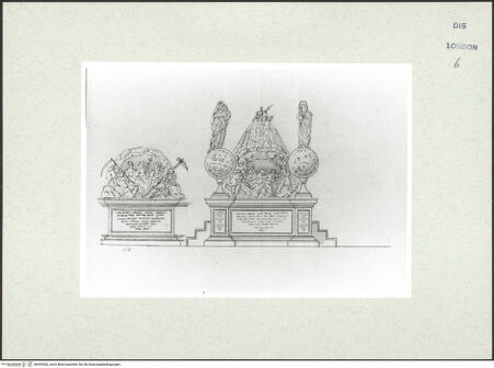 Vorderseite von Courtauld Institute [https://www.deutsche-digitale-bibliothek.de/content/lizenzen/rv-ez/] Varii Disegni d'Architettura...Seite 111: Entwurf für eine ephemere Triumphbogenarchitektur für ein königliches Begräbnis - , bh493582_recto. Foto.