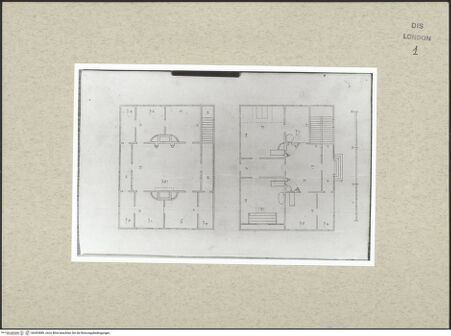 Vorderseite von Courtauld Institute [https://www.deutsche-digitale-bibliothek.de/content/lizenzen/rv-ez/] Varii Disegni d'Architettura...Seite 5: Grundriss von Erdgeschoss und Obergeschoss eines Landhauses - , bh493889_recto. Foto.