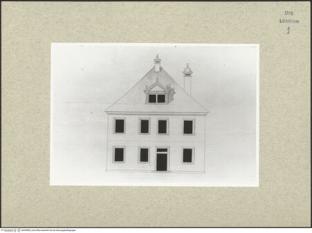 Vorderseite von Courtauld Institute [https://www.deutsche-digitale-bibliothek.de/content/lizenzen/rv-ez/] Varii Disegni d'Architettura...Seite 6: Aufriss eines zweigeschossigen Landhauses - , bh493890_recto. Foto.