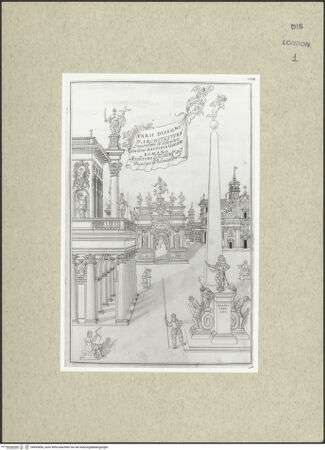 Vorderseite von Courtauld Institute [https://www.deutsche-digitale-bibliothek.de/content/lizenzen/rv-ez/] Varii Disegni d'Architettura...Seite 1: Frontispiz mit einem Architekturcapriccio - , bh493896_recto. Foto.