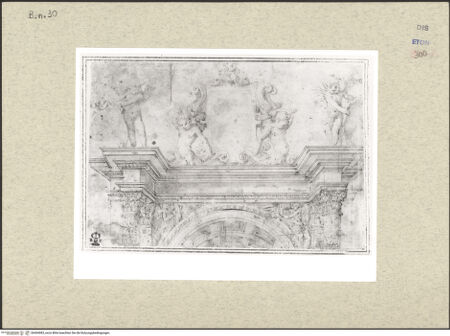 Vorderseite von Courtauld Institute, Conway Library [https://www.deutsche-digitale-bibliothek.de/content/lizenzen/rv-ez/] oberer Abschluss eines Triumphbogens - , bh494083_recto. Foto.