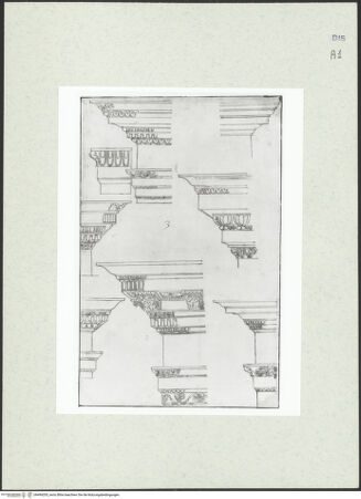 Vorderseite von Courtauld Institute [https://www.deutsche-digitale-bibliothek.de/content/lizenzen/rv-ez/] Houfe AlbumFolio 4: Profilaufnahmen von Gebälken - , bh494205_recto. Foto.