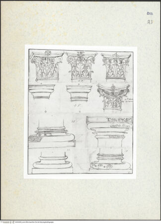 Vorderseite von Courtauld Institute [https://www.deutsche-digitale-bibliothek.de/content/lizenzen/rv-ez/] Houfe AlbumFolio 44: Aufnahme korinthischer und toskanischer Kapitelle und Basen - , bh494465_recto. Foto.