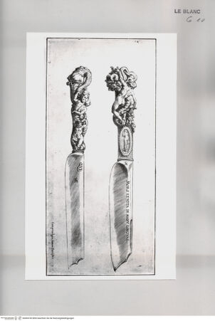 Vorderseite von Istituto Nazionale per la Grafica [http://creativecommons.org/publicdomain/mark/1.0/] Vier Messer mit ZiergriffZwei Messer mit Ziergriff - , bh494745. Foto.