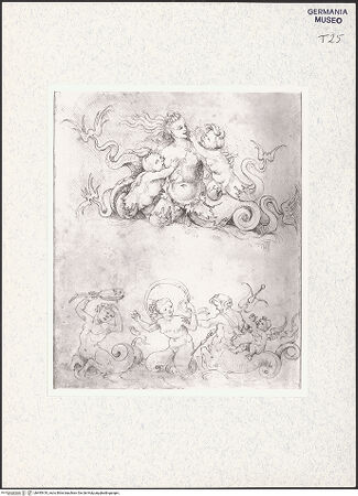 Vorderseite von Kupferstichkabinett [https://www.deutsche-digitale-bibliothek.de/content/lizenzen/rv-ez/] Nereide und Nereidenkinder. Nereide und Tritonen - , bh495410_recto. Foto: Anders, Jörg P..