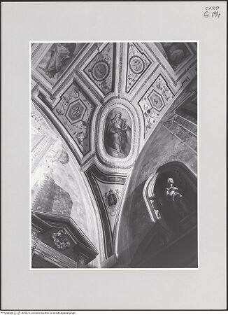 Vorderseite von ICCD [https://www.deutsche-digitale-bibliothek.de/content/lizenzen/rv-ez/] DeckenfreskenEingangsjoch - Gewölbezwickel mit Tugendallegorie, bh496273_recto. Foto.