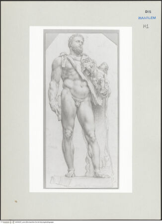 Vorderseite von Teylers Museum [http://creativecommons.org/publicdomain/mark/1.0/] Römische StudienmappeDer sogenannte Commodus Imperator (Herkulesstatue mit dem kleinen Telephos im Vatikan) - , bh496307_recto. Foto.