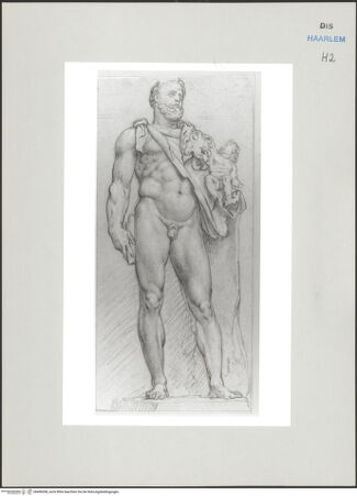 Vorderseite von Teylers Museum [http://creativecommons.org/publicdomain/mark/1.0/] Römische StudienmappeDer sogenannte Commodus Imperator (Herkulesstatue mit dem kleinen Telephos im Vatikan) - , bh496308_recto. Foto.