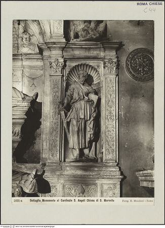 Vorderseite von Archivio Fotografico Musei Vaticani [https://www.deutsche-digitale-bibliothek.de/content/lizenzen/rv-ez/] Grabmal für Kardinal Giovanni Michiel und Bischof Antonio Orso - Rechter Pilaster, Nischenfigur: Hl. Paulus, bh497168_recto. Foto: Moscioni, Romualdo.