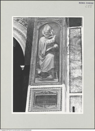 Vorderseite von Sopr. BAS ROMA [https://www.deutsche-digitale-bibliothek.de/content/lizenzen/rv-ez/] Die vier Kirchenväter und vier gelehrte AugustinerheiligeAugustinus - , bh497215_recto. Foto.
