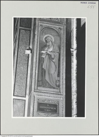 Vorderseite von Sopr. BAS ROMA [https://www.deutsche-digitale-bibliothek.de/content/lizenzen/rv-ez/] Die vier Kirchenväter und vier gelehrte AugustinerheiligeHieronymus - , bh497216_recto. Foto.