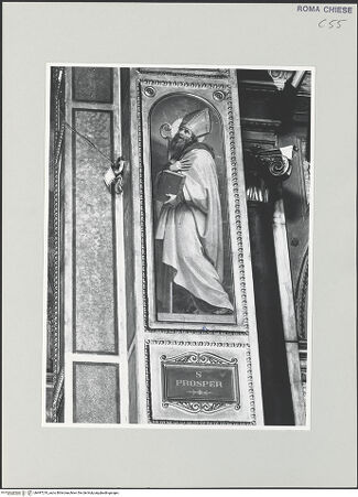 Vorderseite von Sopr. BAS ROMA [https://www.deutsche-digitale-bibliothek.de/content/lizenzen/rv-ez/] Die vier Kirchenväter und vier gelehrte AugustinerheiligeHeiliger Prosper - , bh497219_recto. Foto.