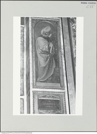 Vorderseite von Sopr. BAS ROMA [https://www.deutsche-digitale-bibliothek.de/content/lizenzen/rv-ez/] Die vier Kirchenväter und vier gelehrte AugustinerheiligeHeiliger Alipius - , bh497221_recto. Foto.