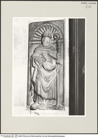 Vorderseite von Sopr. BAS ROMA [https://www.deutsche-digitale-bibliothek.de/content/lizenzen/rv-ez/] Die vier lateinischen KirchenväterHeiliger Augustinus - Schrägansicht von rechts, bh497236_recto. Foto.