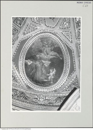 Vorderseite von Sopr. BAS ROMA [https://www.deutsche-digitale-bibliothek.de/content/lizenzen/rv-ez/] Gottvater und Szene aus dem Leben des heiligen AugustinusAugustinus meditiert über die Trinität, die ihm von einem Kind gezeigt wird - , bh497248_recto. Foto.