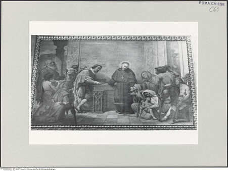 Vorderseite von Sopr. BAS ROMA [https://www.deutsche-digitale-bibliothek.de/content/lizenzen/rv-ez/] Szenen aus dem Leben des heiligen Thomas von VillanuevaDer Heilige verteilt Almosen - , bh497254_recto. Foto.