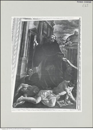 Vorderseite von Sopr. BAS ROMA [https://www.deutsche-digitale-bibliothek.de/content/lizenzen/rv-ez/] Szenen aus dem Leben des heiligen AugustinusAugustinus kämpft gegen die Häresie - , bh497256_recto. Foto.