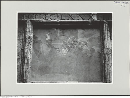 Vorderseite von Sopr. BAS ROMA [https://www.deutsche-digitale-bibliothek.de/content/lizenzen/rv-ez/] Der heilige Augustinus legt seinen Kindern die Ordensregel vor - , bh497564_recto. Foto.