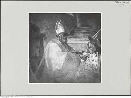 Vorderseite von Sopr. BAS ROMA [https://www.deutsche-digitale-bibliothek.de/content/lizenzen/rv-ez/] Der heilige Augustinus legt seinen Kindern die Ordensregel vor - Detail, bh497565_recto. Foto.