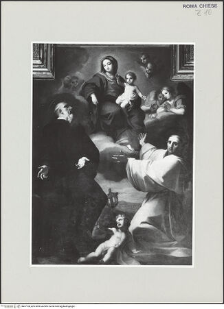 Vorderseite von Sopr. BAS ROMA [https://www.deutsche-digitale-bibliothek.de/content/lizenzen/rv-ez/] Madonna mit den Heiligen Bernard von Clairvaux und Benedikt - , bh497708_recto. Foto.