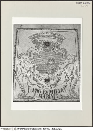 Vorderseite von Sopr. BAS ROMA [https://www.deutsche-digitale-bibliothek.de/content/lizenzen/rv-ez/] Bodenplatte mit dem Wappen der Familie Marini - , bh497874_recto. Foto.