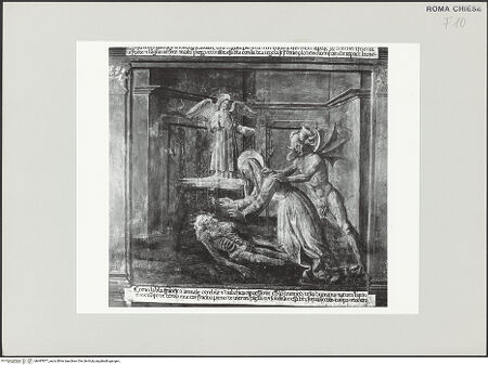 Vorderseite von Sopr. BAS ROMA [https://www.deutsche-digitale-bibliothek.de/content/lizenzen/rv-ez/] Die hl. Francesca Romana wird von Dämonen in verschiedener Gestalt heimgesuchtDie Heilige schützt einen Leichnam vor dem Teufel - Gesamtansicht, bh497877_recto. Foto.