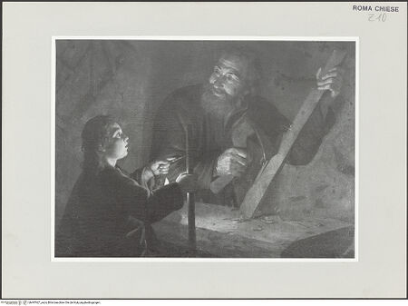 Vorderseite von Sopr. BAS ROMA [https://www.deutsche-digitale-bibliothek.de/content/lizenzen/rv-ez/] Der Knabe Jesus mit Josef - , bh497927_recto. Foto.
