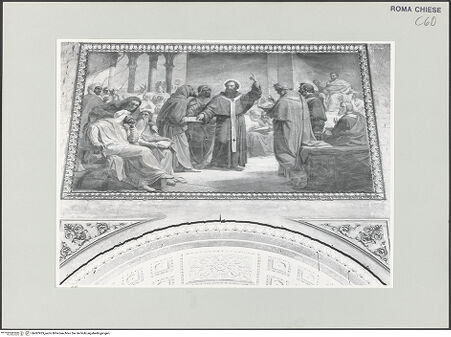 Vorderseite von unbekannt [https://www.deutsche-digitale-bibliothek.de/content/lizenzen/rv-ez/] Szenen aus dem Leben des heiligen AugustinusAugustinus disputiert mit dem Gelehrten - , bh497933_recto. Foto.