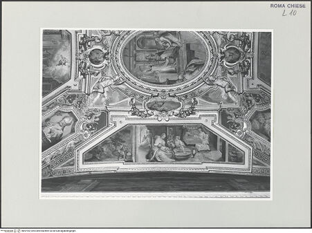 Vorderseite von Sopr. BAS ROMA [https://www.deutsche-digitale-bibliothek.de/content/lizenzen/rv-ez/] Gewölbedekoration mit Szenen aus dem Leben des heiligen Nikolaus von TolentinoDie Geburt des heiligen Nikolaus von Tolentino - , bh497942_recto. Foto.