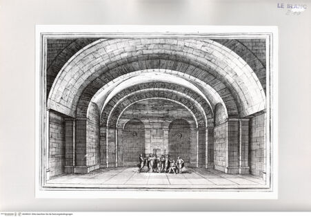 Vorderseite von Istituto Nazionale per la Grafica [http://creativecommons.org/publicdomain/mark/1.0/] Il Greco in Troia, festa teatrale rappresentata in Firenze ...3. Akt, 9. Szene: Dunkles Gefängnis. Pyrrhus, Polyxena, Priamus - , bh498241. Foto.