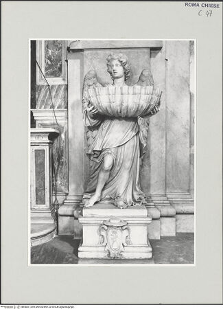 Vorderseite von Sopr. BAS ROMA [https://www.deutsche-digitale-bibliothek.de/content/lizenzen/rv-ez/] Engel ein Weihwasserbecken haltend - , bh498381_recto. Foto.